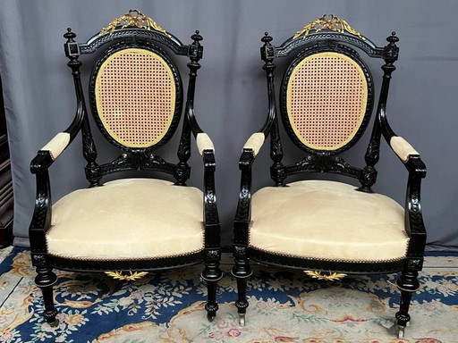 Pair of Napoleon III armchairs. – fauteuils, Wood (photo 2 of 12)