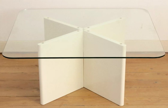 Image 1 of Table Basse Bois Laqué et Dalle de Verre