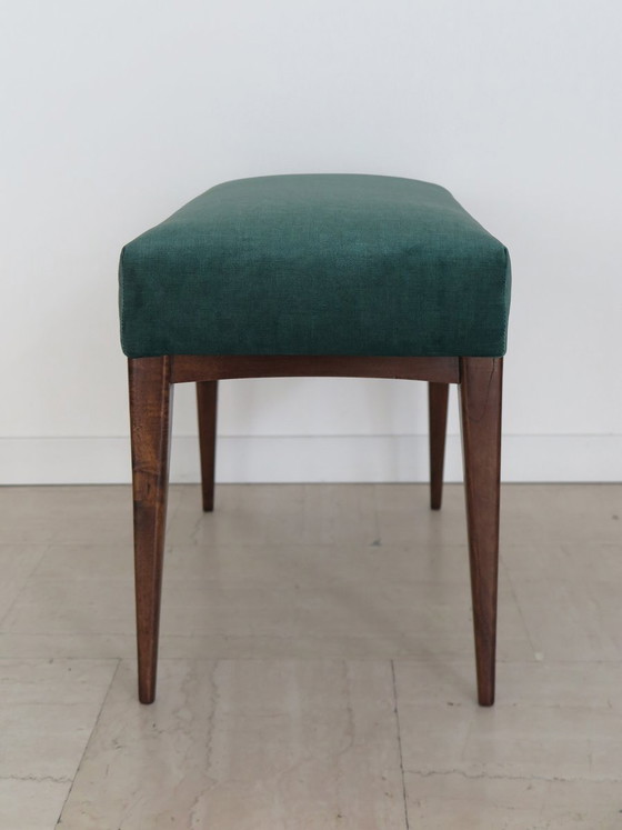Wooden and green velvet Bench, Italy, 1950s – Benches (photo 3 of 9)