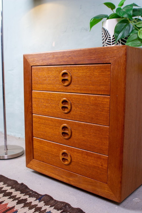 Image 1 of Teakhouten nachtkastje, console, ladekast, Deens, midden 20e eeuw