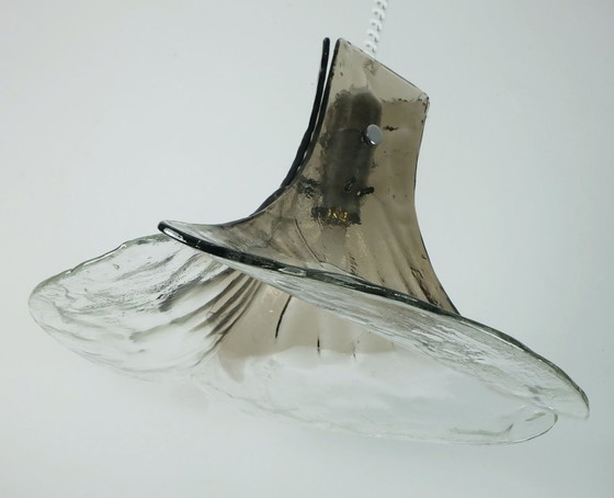 Image 1 of grande y pesada lampara colgante kalmar franken mid century ice glass lamp
