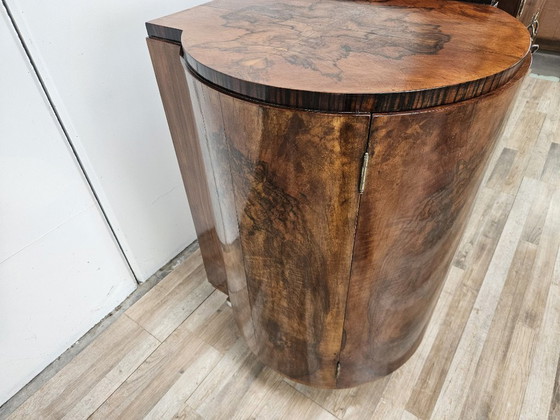 Image 1 of Art Deco dressoir van walnoot en wortelhout met aluminium onderstel, 1940