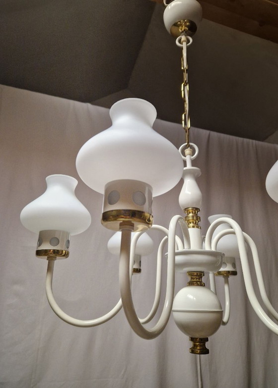 Image 1 of Rare Mid-Century Czech Lighting Set – 6-Arm Chandelier + Wall Lamp by Drukov, 1960s