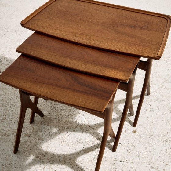 MK11124 Teak Bijzettafels van Johannes Andersen voor CFC Silkeborg, Set van 3 – Wood (photo 5 of 13)