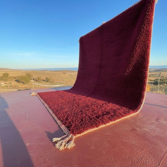 Grand Tapis Marocain en Laine 400 × 300 cm – Rouge Bordeaux (photo 5 of 9)