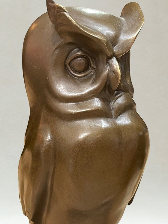 Image 1 of Art Deco Bronze Owl – Signed C. Potter – Guaranteed Paris Bronze – Book Base