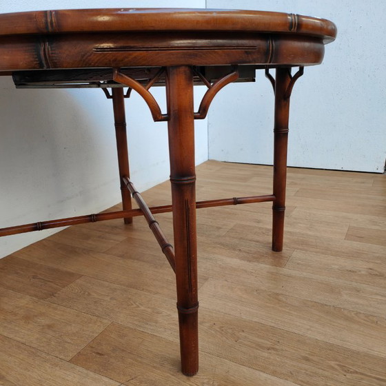 Image 1 of Vintage round faux bamboo dining table extendable dining table