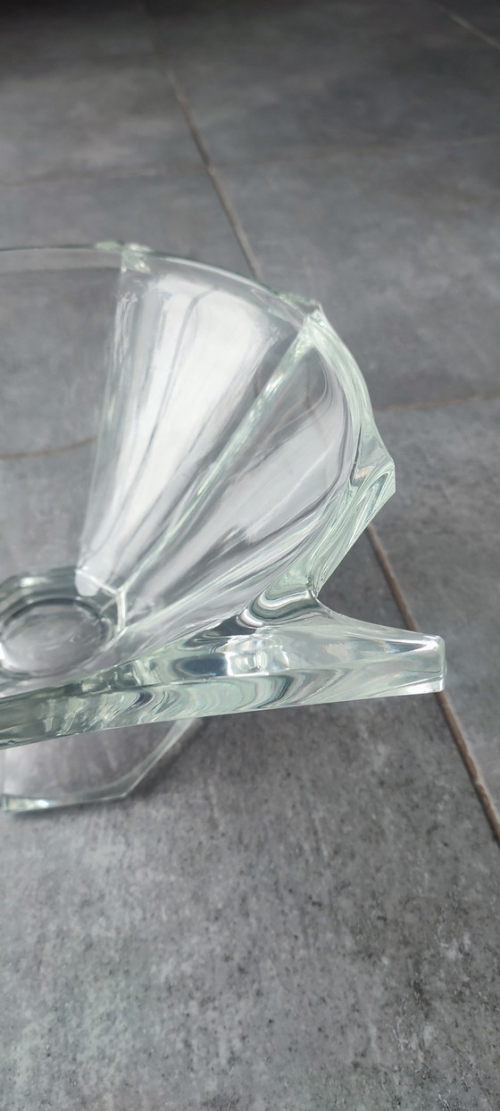 Image 1 of Coupe en verre épais gravée Slovakia Style Art Déco