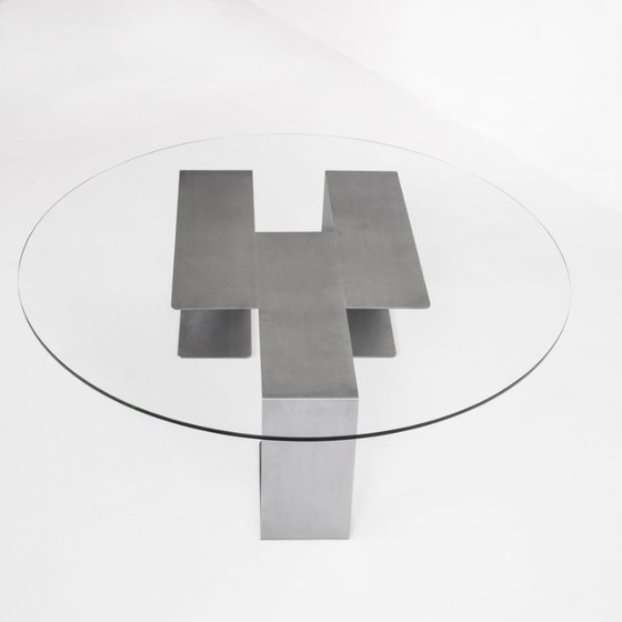 Vintage coffee table. Designed by Jean-Pierre Mesmin for Bioject. Mexico, 1970s., Glass, Metal, Transparent (photo 11 of 12)