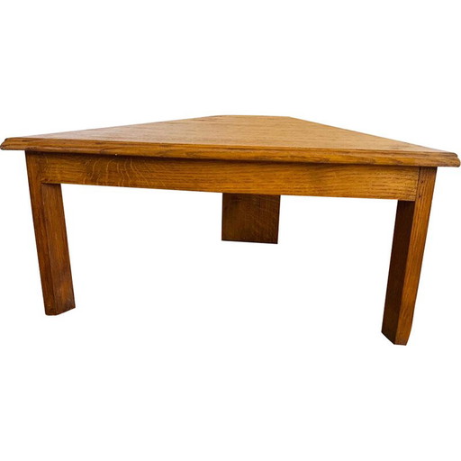 Vintage trapeziumvormige eiken salontafel