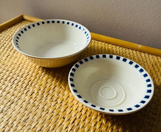 Image 1 of Set aus 2 antiken Steingut-Friseurschalen