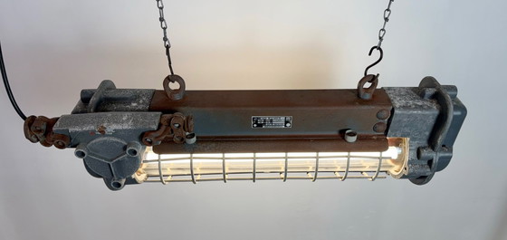Image 1 of Grijze industriële hanglamp met buisconstructie van Elektrosvit, jaren 70.