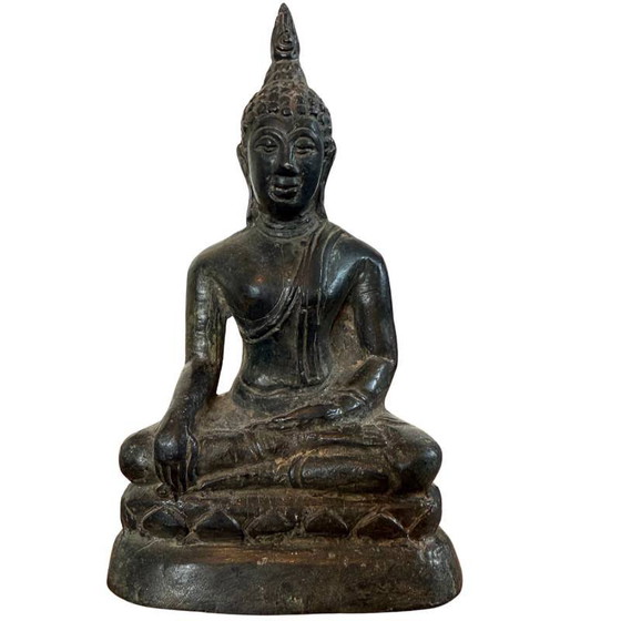 Coppia Antica di Buddha Thailandesi in Bronzo – Stile Rattanakosin – c. 1900 – Incluso Nucleo di Fusione (photo 9 of 10)