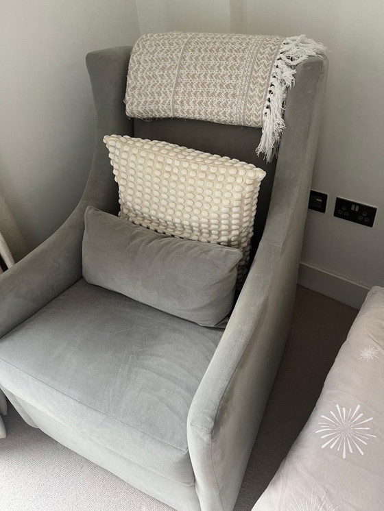 Image 1 of Graham Glider Armchair- Performance Velvet, Silver