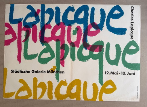 Charles Lapicque (1898-1988), Städtische Galerie München, 1962, originele vintage tentoonstellingsposter – Paper