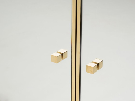 Image 1 of Michel Pigneres brass mirrored lucite feet sideboard 1970s