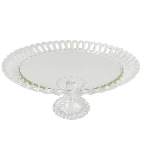 Image 1 of Ciotola per frutta e dessert in cristallo vintage di metà secolo con piede, cristallo anni '60