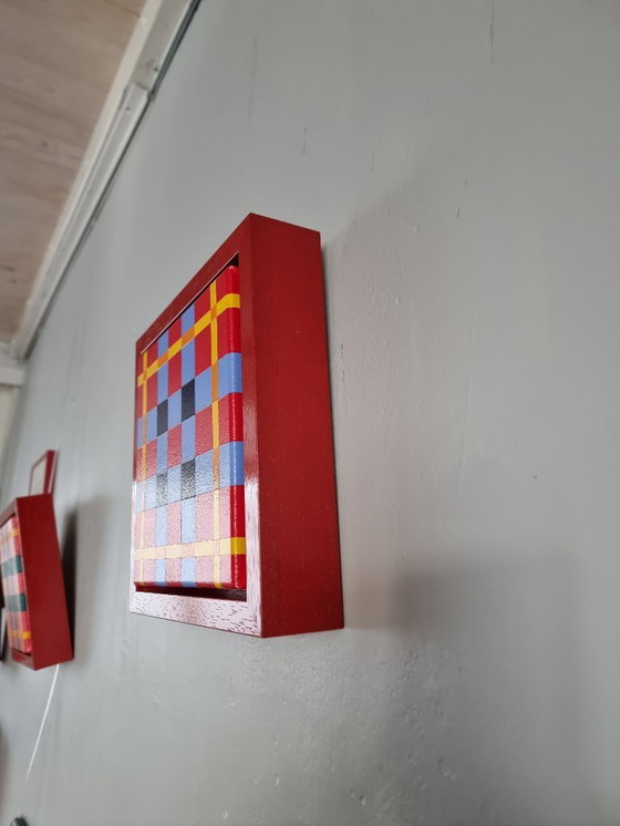 Image 1 of Frances Eckhardt - 24x24 cm handmade graphic artwork check tartan design modern painting no. 5