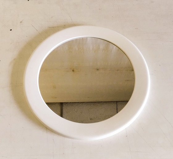 Image 1 of Vintage round mirror by Syla in white plastic - 1970s