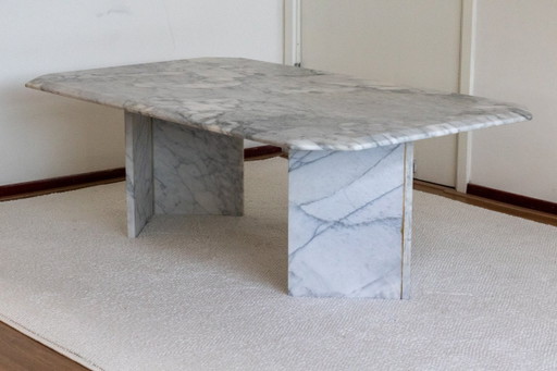Vintage Italian Carrara marble coffee table