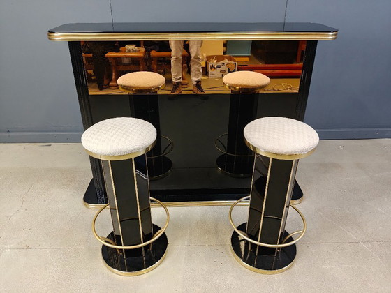 Image 1 of Hollywood Regency-bar met krukken, jaren 70 - Italië