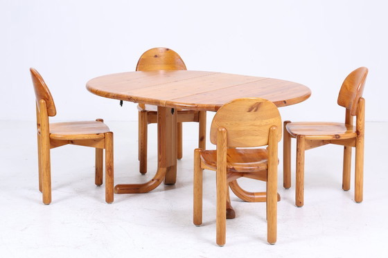 Image 1 of Table de cuisine vintage en pin des années 60 | Mid Century Table de salle à manger rétro des années 70 Bois extensible #05-41