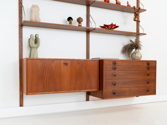 Modulaire wandkast van teakhout, Deens design, jaren 60, ontworpen door Rud Thygesen en Johnny Sørensen, (photo 10 of 32)