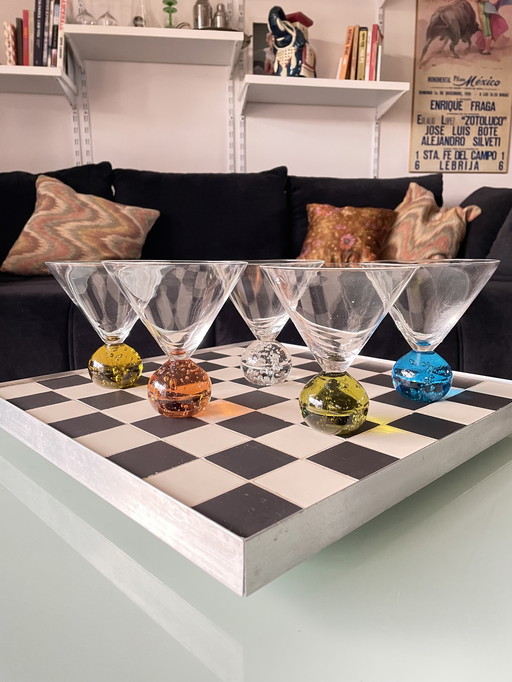 Vintage Bubbles Martini Glasses