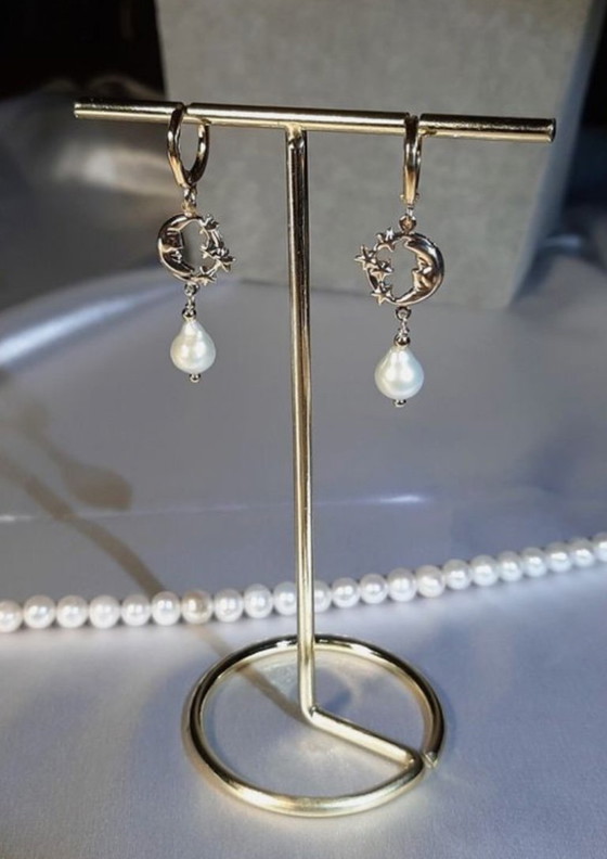 Ohrhänger mit Zuchtperlen, plattiert aus 14-karätigem Gelbgold – sans marque, Geschenke (photo 3 of 5)