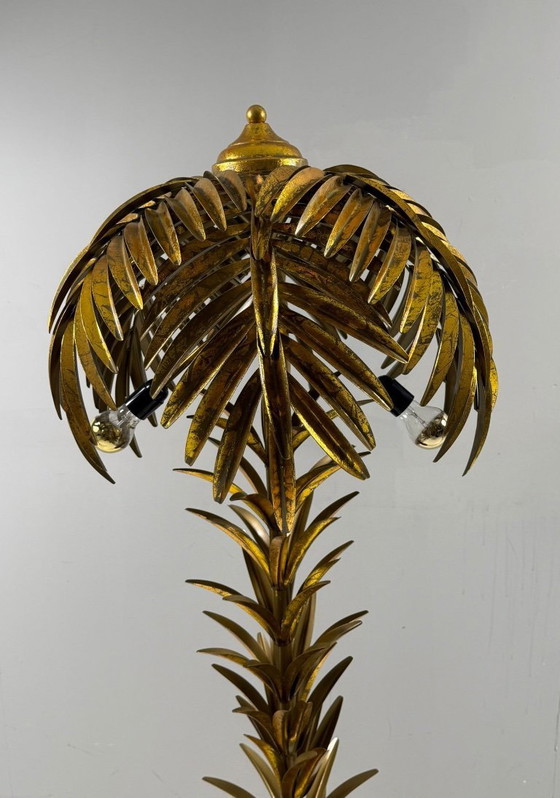 Image 1 of Gran lámpara de pie/palmera estilo Hollywood Regency, al estilo de Maison Jansen, Francia, década de 1970