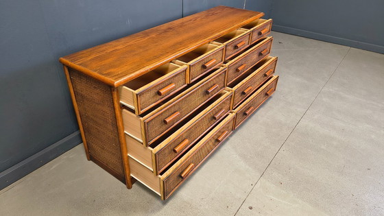 Image 1 of Vintage ladekast van rotan en bamboe, jaren 70.