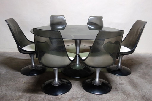 Chromcraft space age 70s table and 6-chair set