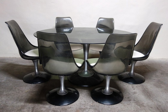 Image 1 of Chromcraft space age 70s table and 6-chair set