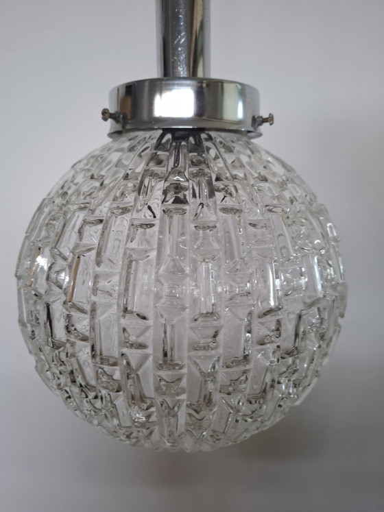 Image 1 of 70s glass chandelier.