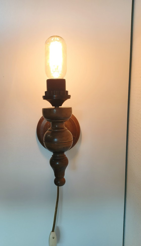Applique Vintage Rustiche Japandi-Wabi/Sabi Stile Candelabro Classico, Legno, Marrone (foto 4 di 8)