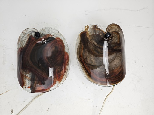 Set of wall lamp lamps Per Lutken for Holmegaard model GLASS FLAT LAMPET