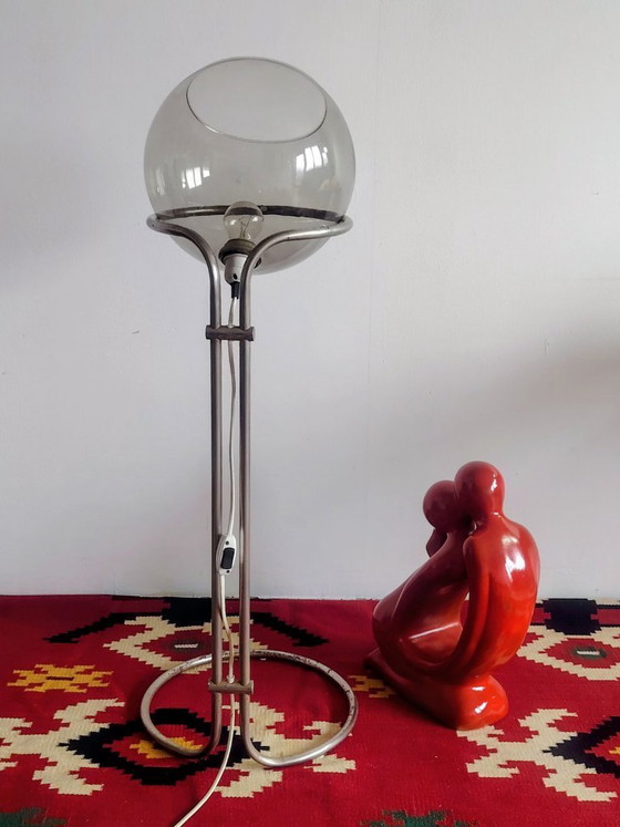 Image 1 of Modernist bauhaus glass ball floor lamp. Designer: Házi Tibor