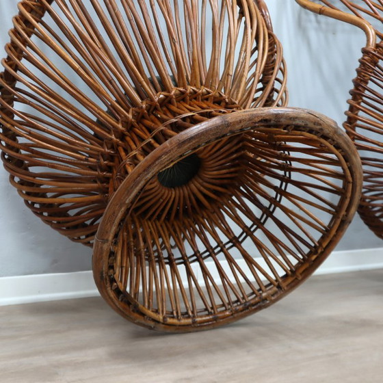 Pair of 1950s Franco Albini "Margherita" rattan & cane Armchairs 1950s – bonacina (photo 8 of 12)
