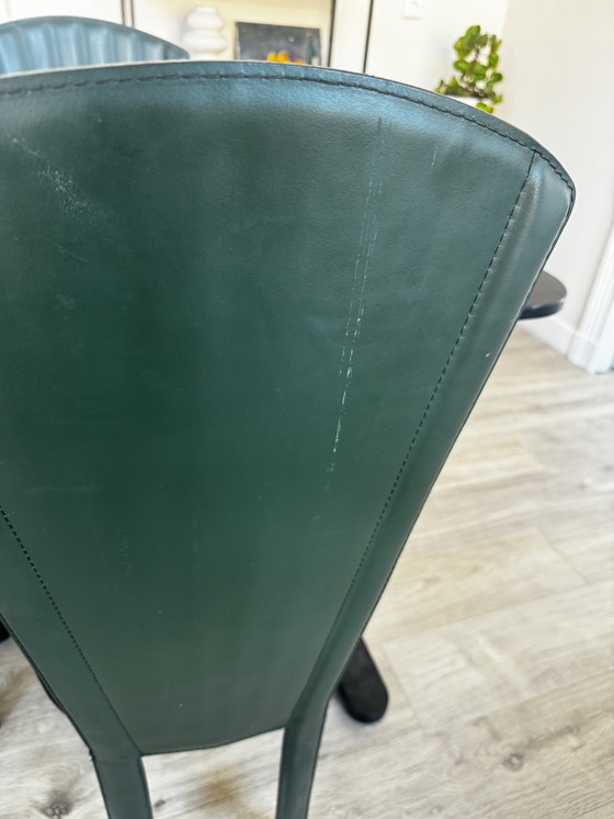 Image 1 of 4x Leren Eettafel Stoelen Van Italiaans Design