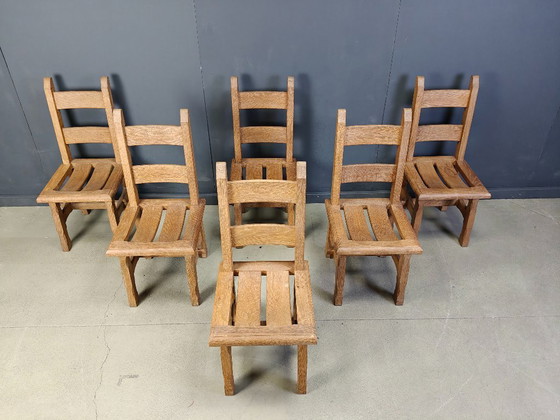 Image 1 of Brutalistische Esszimmerstühle aus Eiche, 1960er Jahre