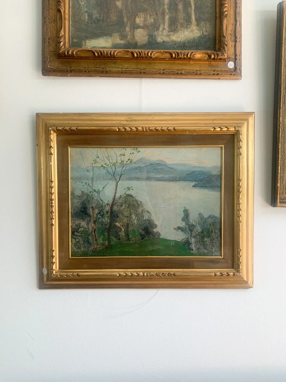 Oil on Canvas Landscape Painting by Giovanni Sirombo, 1920s, Paintings & Drawings (photo 8 of 8)