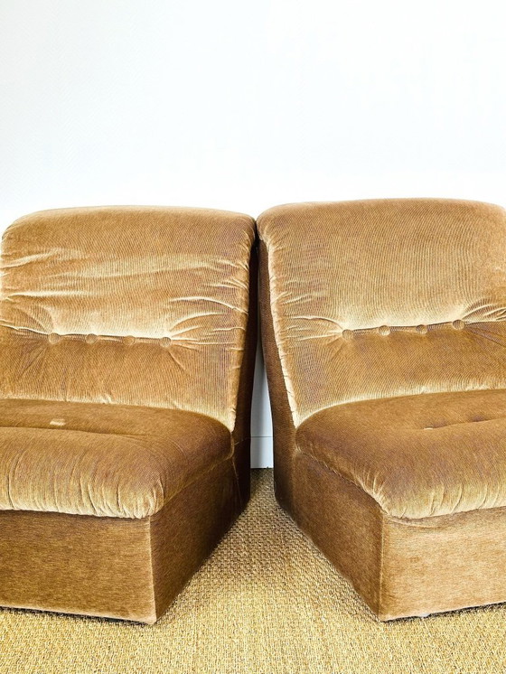 Image 1 of Modular Sofas and Vintage Velvet Armchair, 1960s, Set of 6