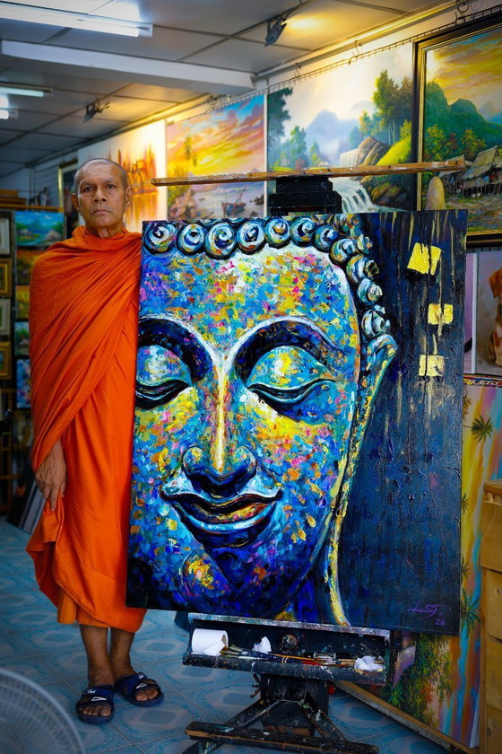 Image 1 of Unique hand-painted Buddha painting “Ocean of Calm” – Seksak Jaichumchen – 100×120 cm