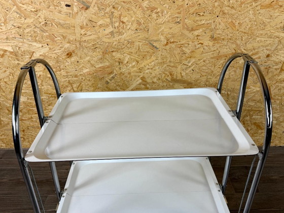 Image 1 of 1960s/70s Serving Trolley/Dinette Side Table, Space Age Design, Chrome/White