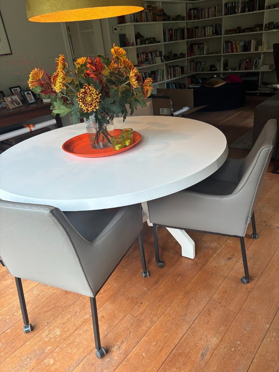 4 x linteloo stoelen, Eetkamerstoelen, Leer, Metaal, Taupe (foto 2 van 5)