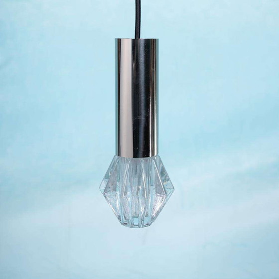 Image 1 of Space age glass pendant lights, 70s minimalist glass pendants