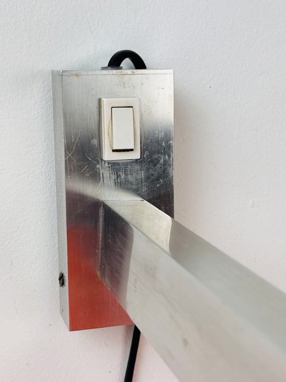 Image 1 of Art Deco vintage wall lamp with orange shade, designer lamp 1970