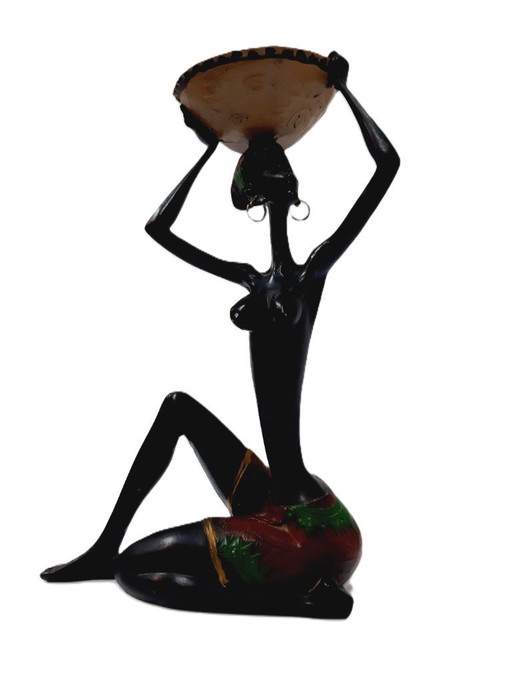 African figurine, black woman, design and vintage