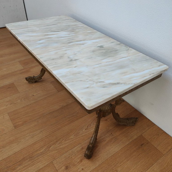 Image 1 of Vintage Marmeren Regency Salontafel Koffietafel met marmer blad Empire-stijl