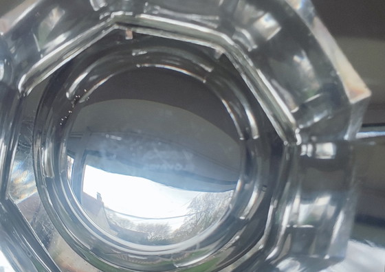 Image 1 of Coupe en verre épais gravée Slovakia Style Art Déco